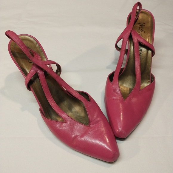 Vintage Yves Saint Laurent YSL slingback heels size 7 - Picture 2 of 16